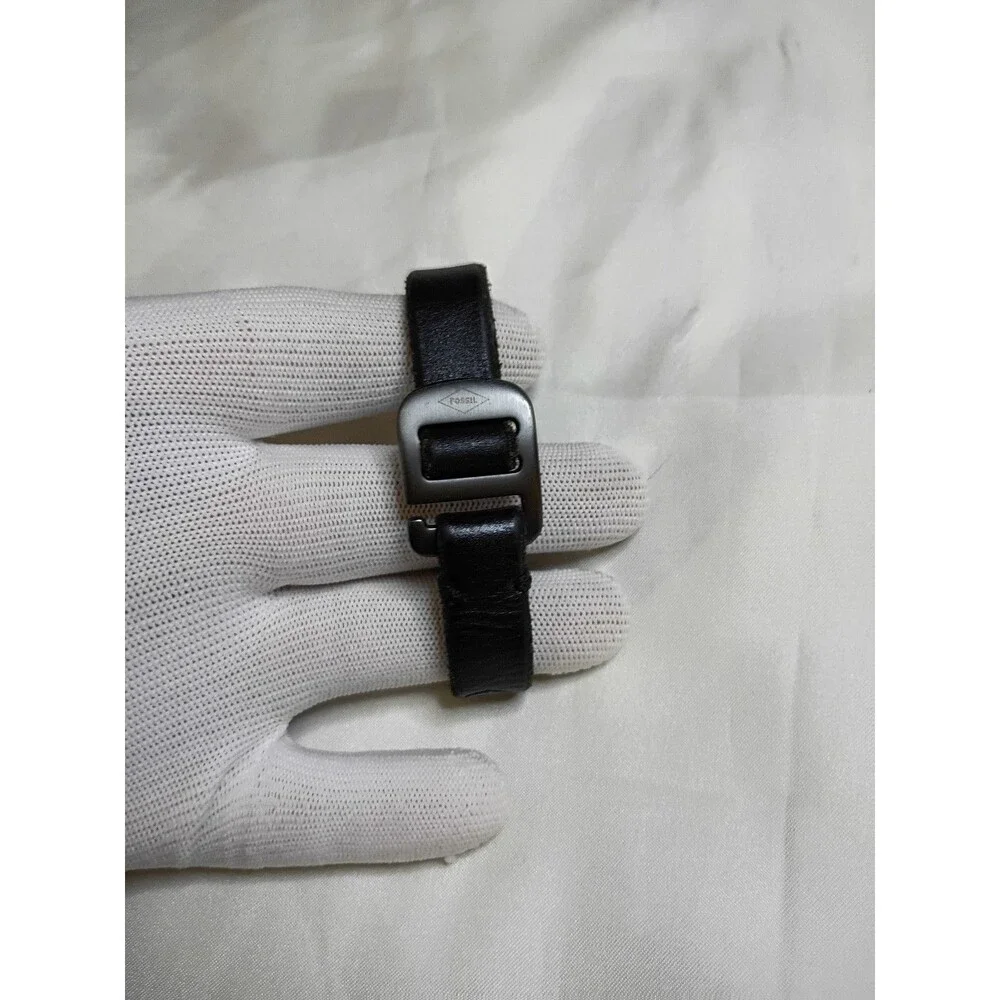 Vintage Fossil Black Leather Adjustable Bracelet